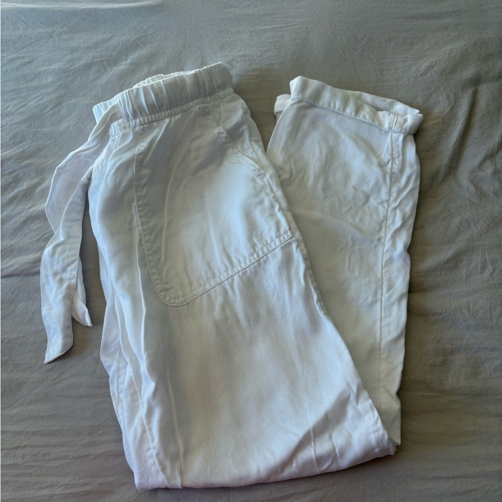 Cynthia Rowley White Drawstring Trousers